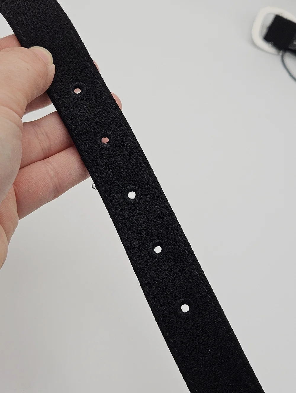 black fabric belt with silver tone square rhinestone buckle size 4